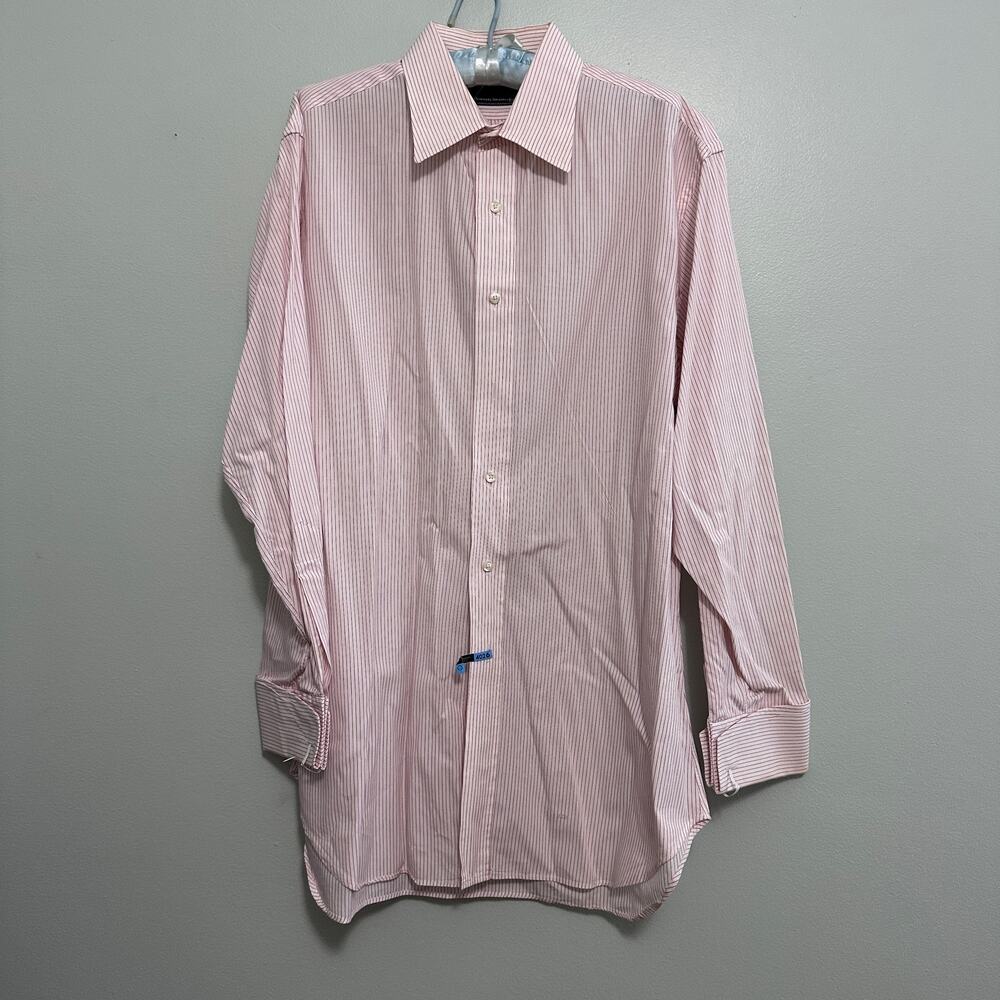 Tom James Red Pinstripe Custom Made Button Down S… - image 2